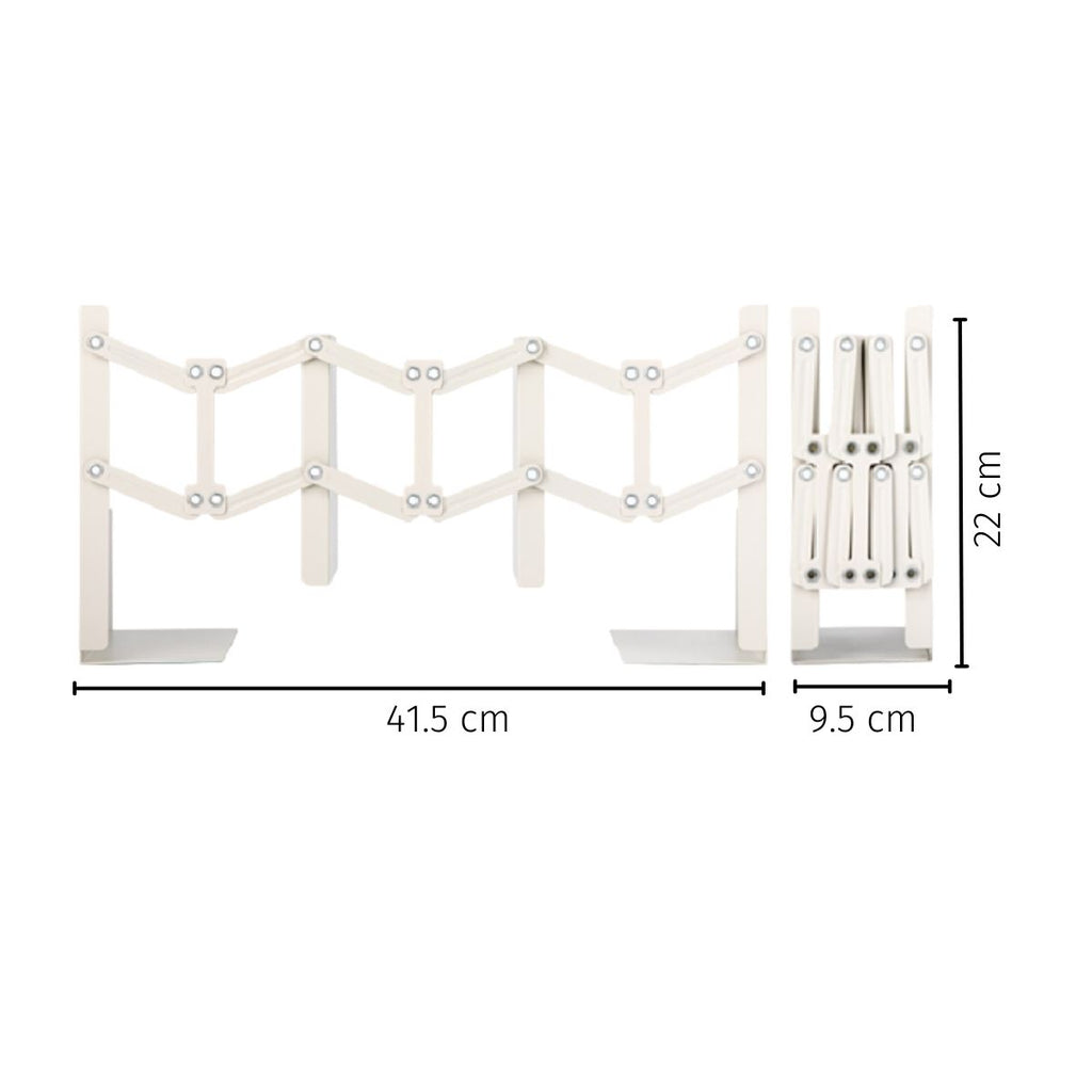 Soporte de Libros Ajustable de ABS -| DELI|  Estante Retráctil Creativo Blanco con Clip y Soporte, Ideal para Estudiantes, Material Duradero, Capacidad para Múltiples Libros, Accesorio de Lectura|Soporte de Libros Moderno|Acabado Blanco Elegante, Decoraciones para Estantes