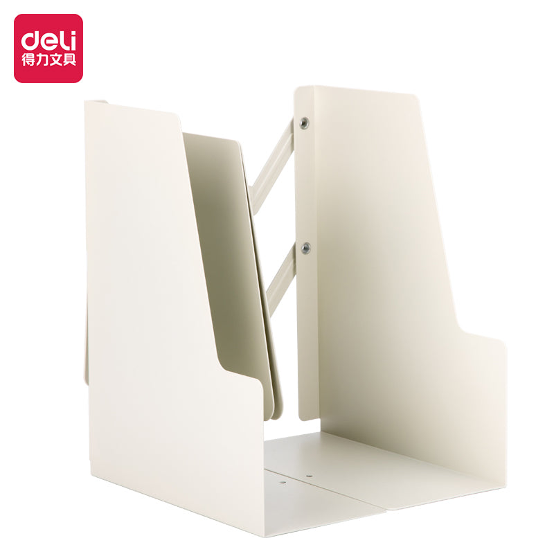 Soporte de Libros Ajustable de ABS -| DELI|  Estante Retráctil Creativo Blanco con Clip y Soporte, Ideal para Estudiantes, Material Duradero, Capacidad para Múltiples Libros, Accesorio de Lectura|Soporte de Libros Moderno|Acabado Blanco Elegante, Decoraciones para Estantes