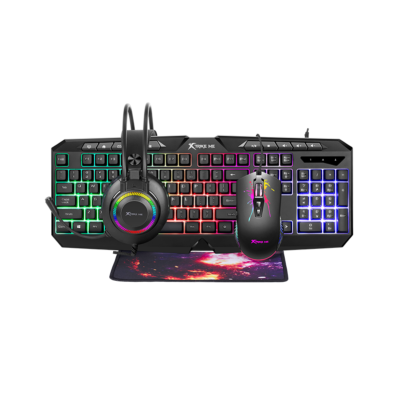 Kit Gamer Teclado Y Mouse Xtrike Me Cmx-410 4 En 1 Español Color del mouse Negro Color del teclado Negro