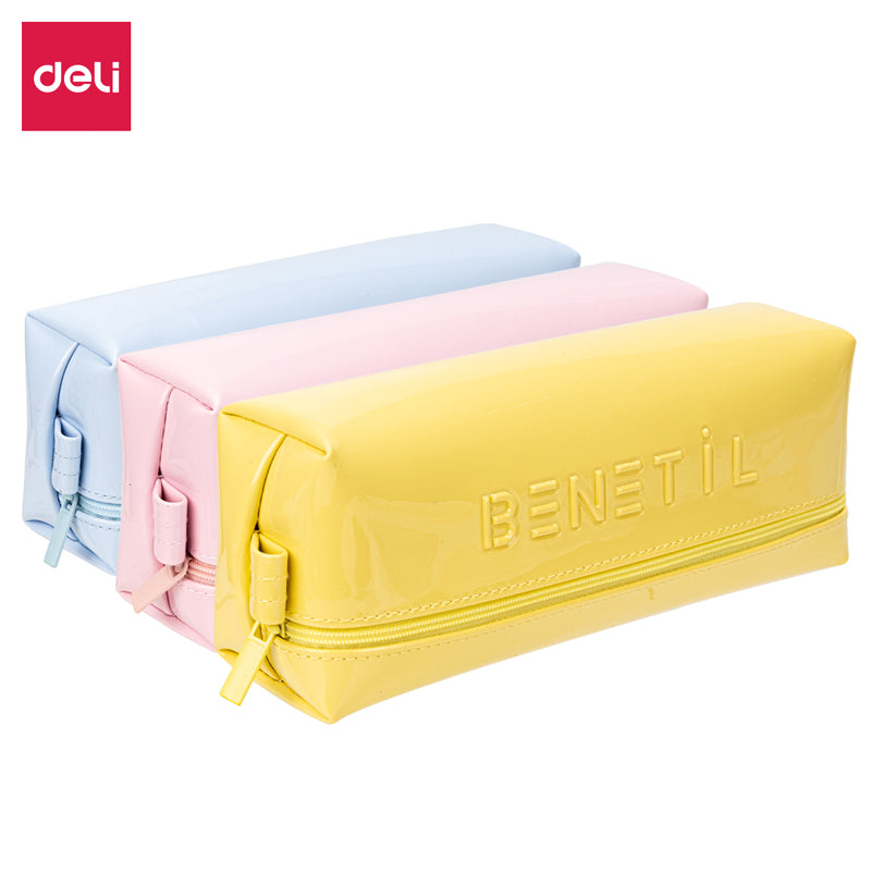 Lapicera Escolar| DELI | Bolsa de color-Lapicera para lápices Estuche de bolígrafos negro Estuche de gran capacidad para papelería Bolsa de papelería Atractivo visualmente Resistente a la suciedad Elegante Bolsa de lápices 