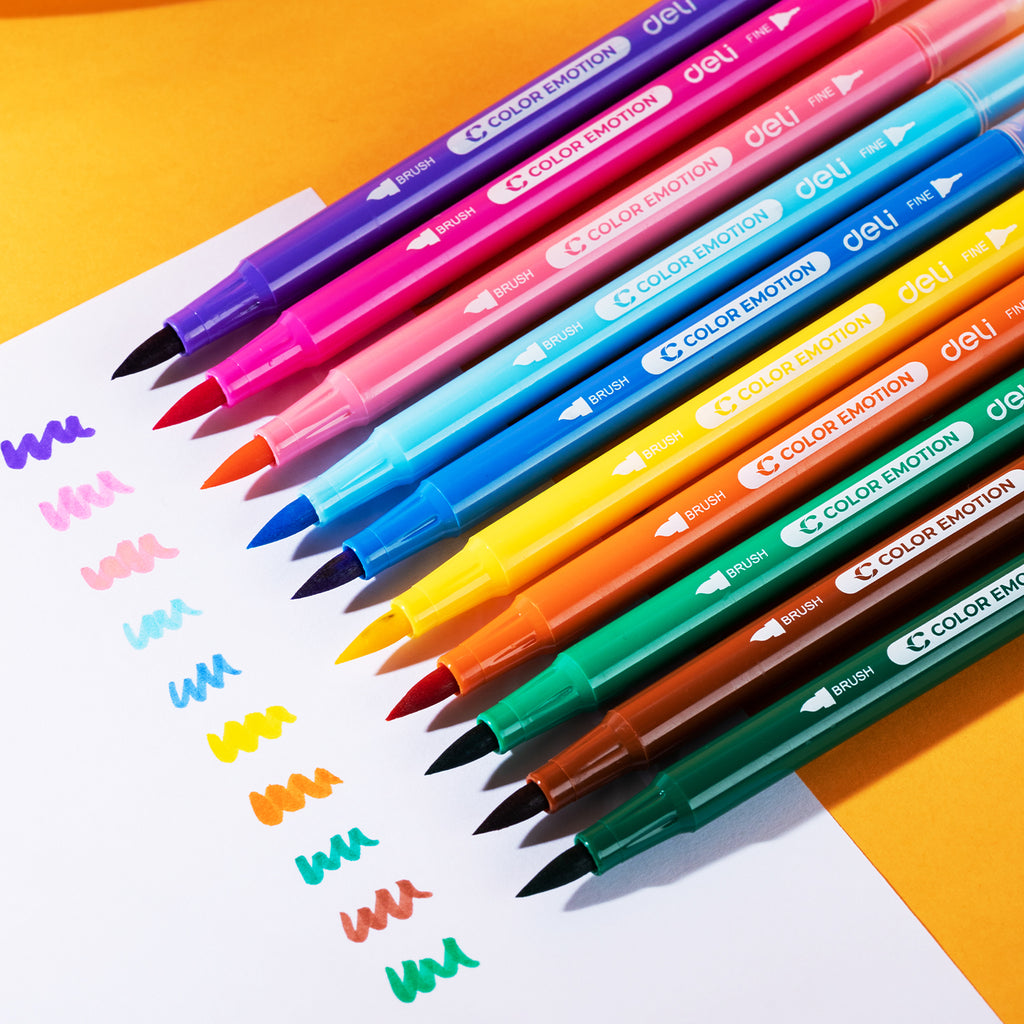 Set de 12 plumones lavables Punto Grueso | DELI| Plumones de colores solubles en agua HB de 0.5mm para colorear, dibujar, sombrear, mezclar y superponer en libros.
Lavables| Punta Gruesa