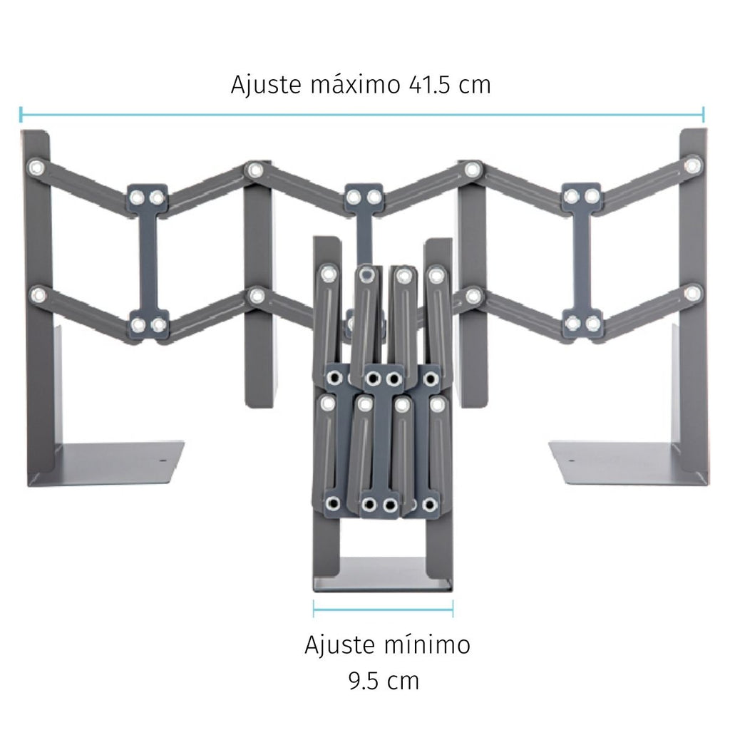 Soporte de Libros Ajustable de ABS -| DELI|  Estante Retráctil Creativo Blanco con Clip y Soporte, Ideal para Estudiantes, Material Duradero, Capacidad para Múltiples Libros, Accesorio de Lectura|Soporte de Libros Moderno|Acabado Blanco Elegante, Decoraciones para Estantes