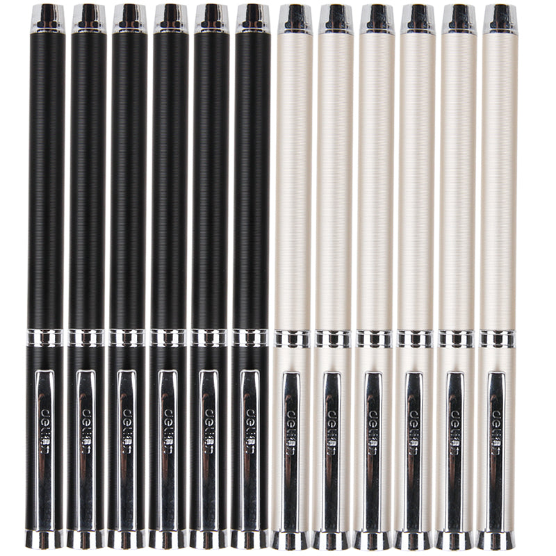 12pcs Deli Bolígrafo de Gel Retráctil Negro de 0.7mm| DELI , bolígrafo de gel con escritura suave y agarre cómodo, puede escribir hasta 300 metros, bolígrafo de gel para oficina, conferencias y firma