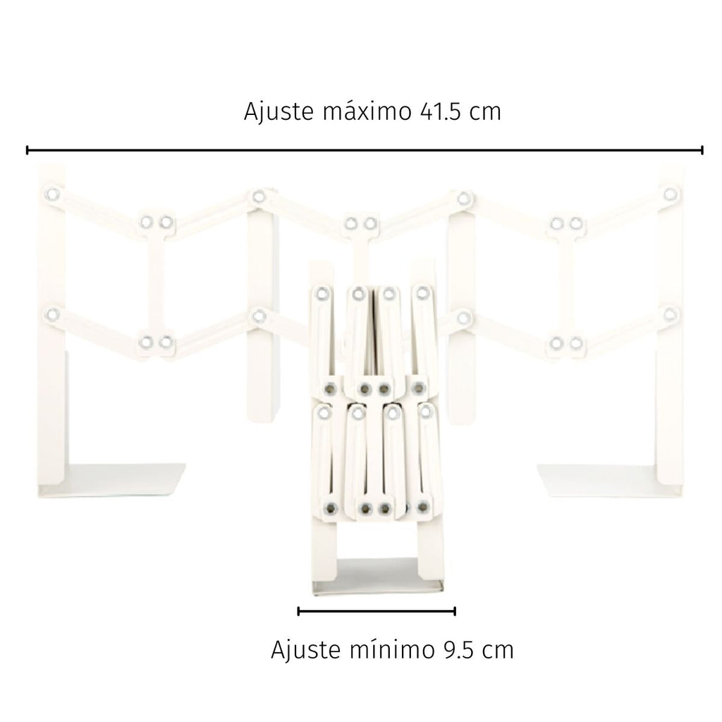 Soporte de Libros Ajustable de ABS -| DELI|  Estante Retráctil Creativo Blanco con Clip y Soporte, Ideal para Estudiantes, Material Duradero, Capacidad para Múltiples Libros, Accesorio de Lectura|Soporte de Libros Moderno|Acabado Blanco Elegante, Decoraciones para Estantes