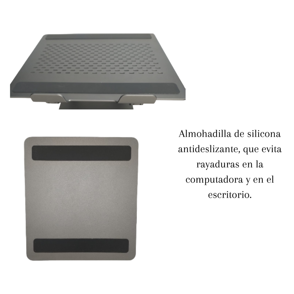 Soporte ajustable para computadora portátil| DELI  - Diseño ergonómico, elevador de escritorio plegable portátil, elevador multifuncional universal, compatible con computadoras portátiles , acero al carbono duradero, plateado y negro.