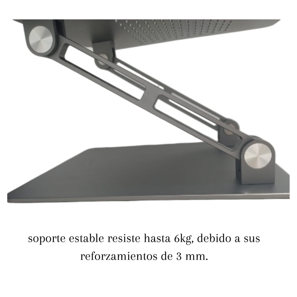 Soporte ajustable para computadora portátil| DELI  - Diseño ergonómico, elevador de escritorio plegable portátil, elevador multifuncional universal, compatible con computadoras portátiles , acero al carbono duradero, plateado y negro.