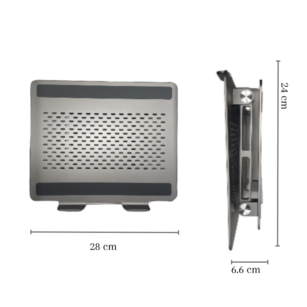 Soporte ajustable para computadora portátil| DELI  - Diseño ergonómico, elevador de escritorio plegable portátil, elevador multifuncional universal, compatible con computadoras portátiles , acero al carbono duradero, plateado y negro.