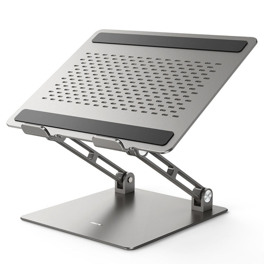 Soporte ajustable para computadora portátil| DELI  - Diseño ergonómico, elevador de escritorio plegable portátil, elevador multifuncional universal, compatible con computadoras portátiles , acero al carbono duradero, plateado y negro.
